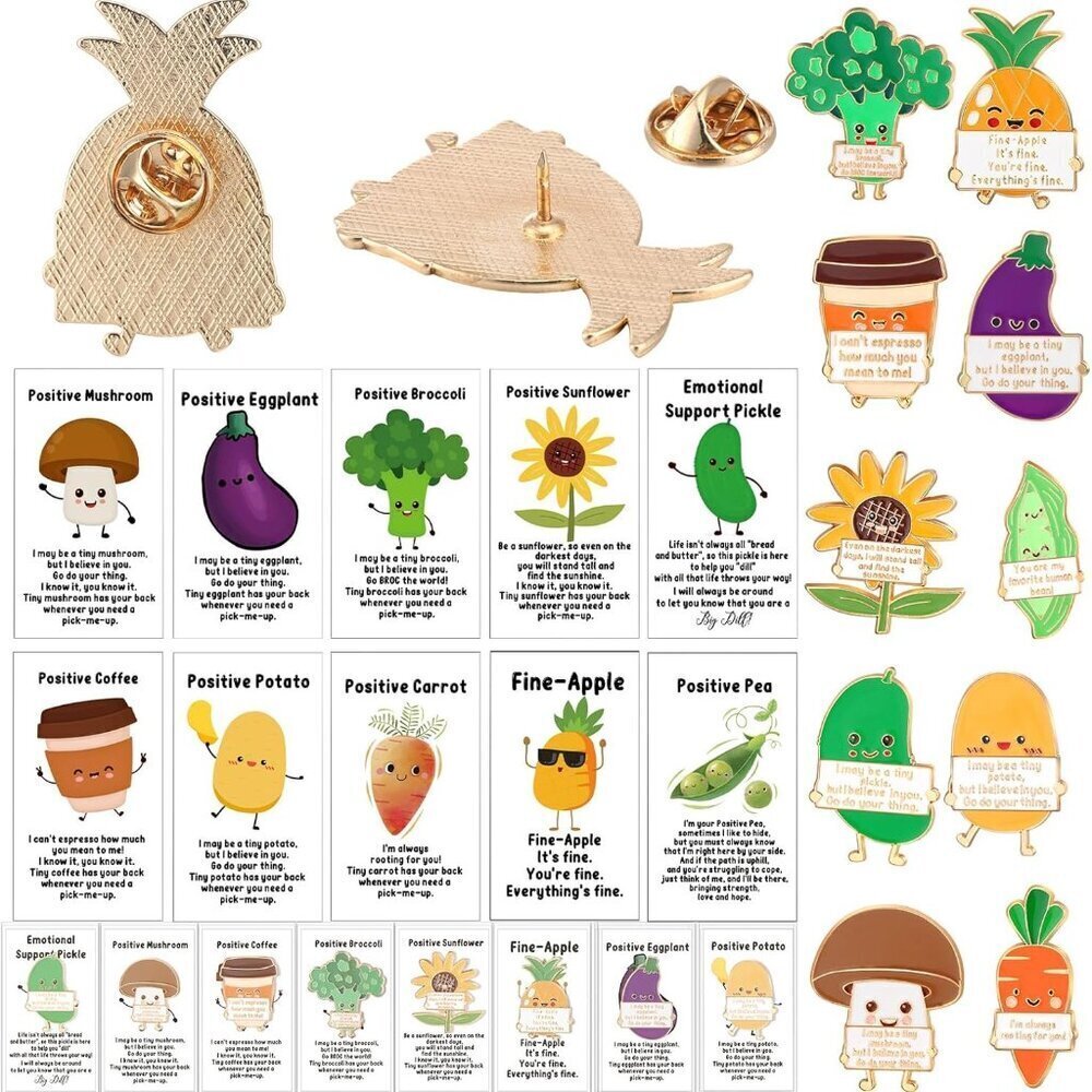 Enamel Pins Bulk 40 Assorted Vegetable Fruits Inspirational Motivation Gift - Picture 1 of 6